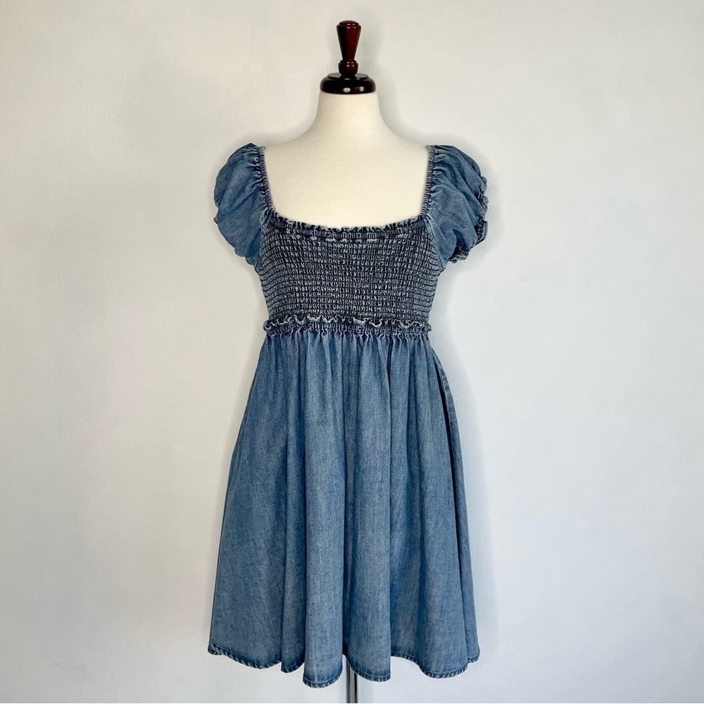 Free People Denim Lace-up Dress, Medium